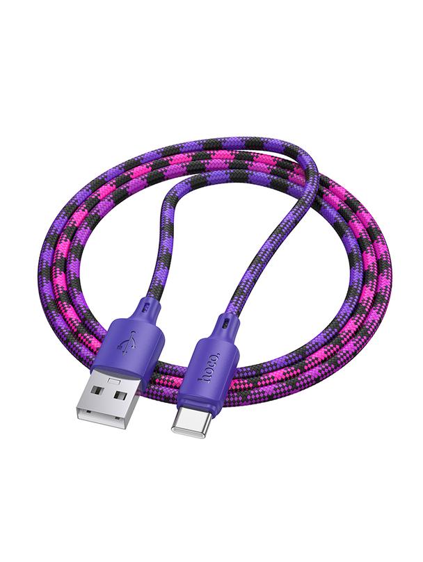 Kabel USB A do USB C Hoco 3A 1 m X116 gradient fioletowy