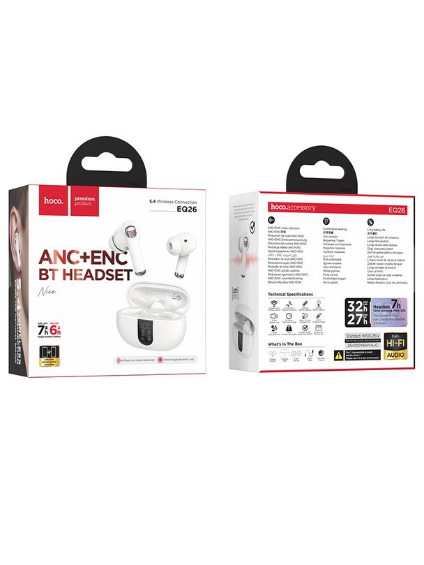 Słuchawki bezprzewodowe douszne Hoco TWS ANC + ENC EQ26 białe