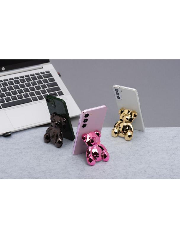 Stojak na telefon MIŚ - naklejany - różowy