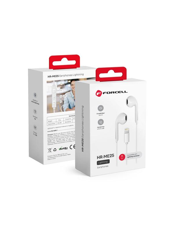 Słuchawki przewodowe douszne Lightning Forcell F-Audio HR-ME25 białe