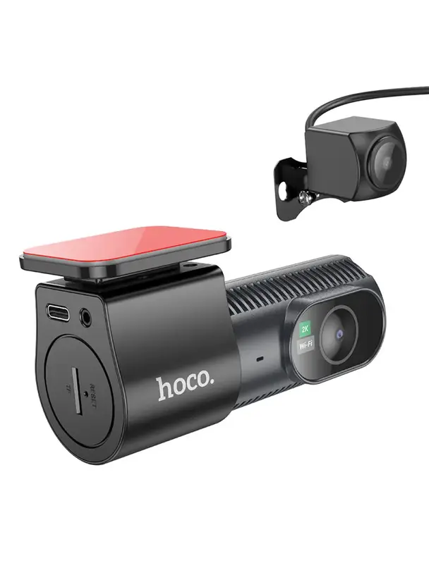 Kamera samochodowa Hoco z wyświetlaczem 1,47" 2K + kamera tylna 720P/25fps DV8 czarna