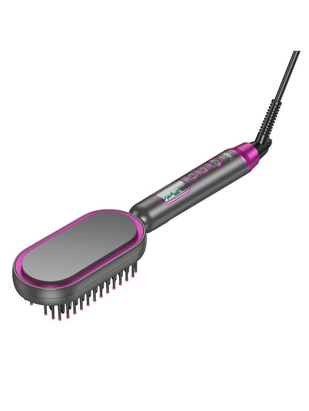 Prostownica do włosów Hoco z grzebieniem oraz wyświetlaczem HP44 czerwony róż