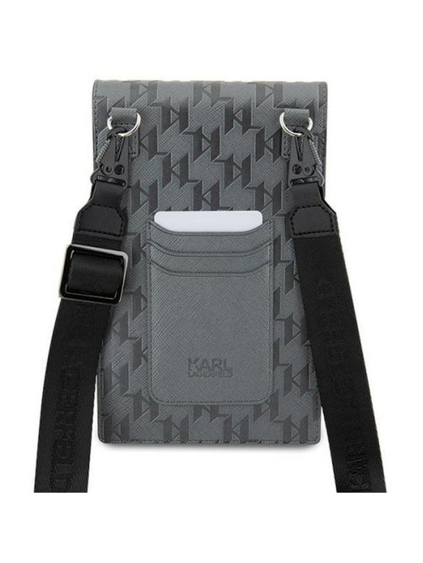 KARL LAGERFELD torebka uniwersalna na telefon KLWBSAKHPKG (Saffiano Mono Ikonik) srebrny