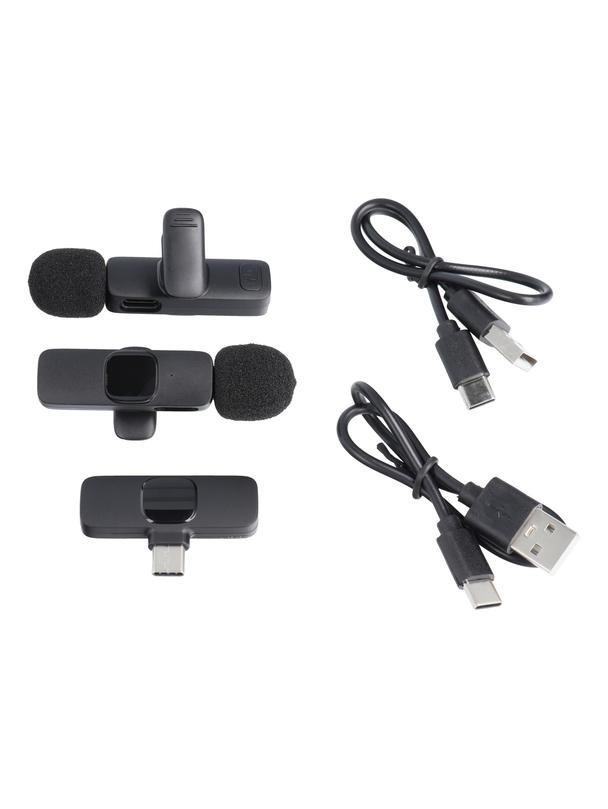 Mikrofon krawatowy bezprzewodowy Typ C podwójny (2 w zestawie) K1 czarny