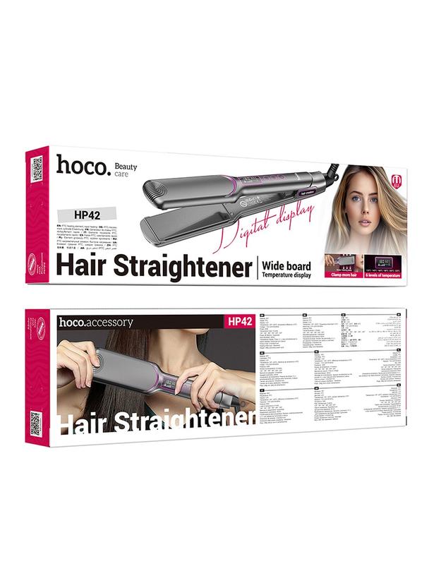 Prostownica do włosów Hoco z wyświetlaczem HP42 szara