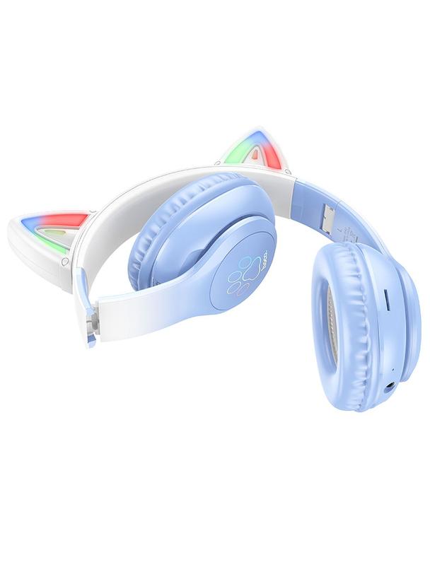 Słuchawki bezprzewodowe nauszne Hoco W42 Kocie Uszy krystaliszny niebieski