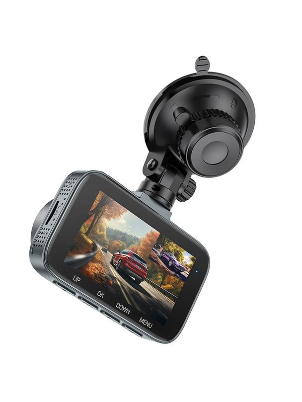 Kamera samochodowa Hoco z wyświetlaczem 3" 1080P/30fps + kamera tylna 720P/25fps DV6  stalowo szara