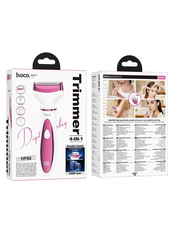 Trymer z golarką 4w1 Hoco HP80 biało różowy