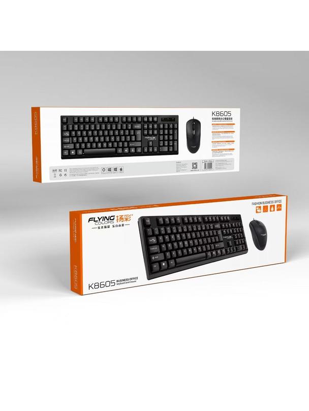 Zestaw klawiatura QWERTY + myszka przewodowy USB A K8605  U+U