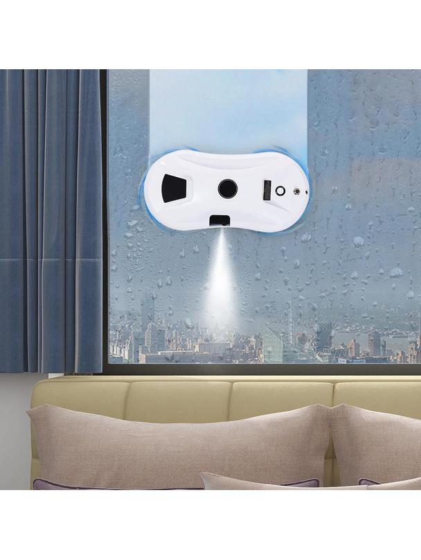 Robot do mycia okien z dyszą wodną sterowany pilotem biały