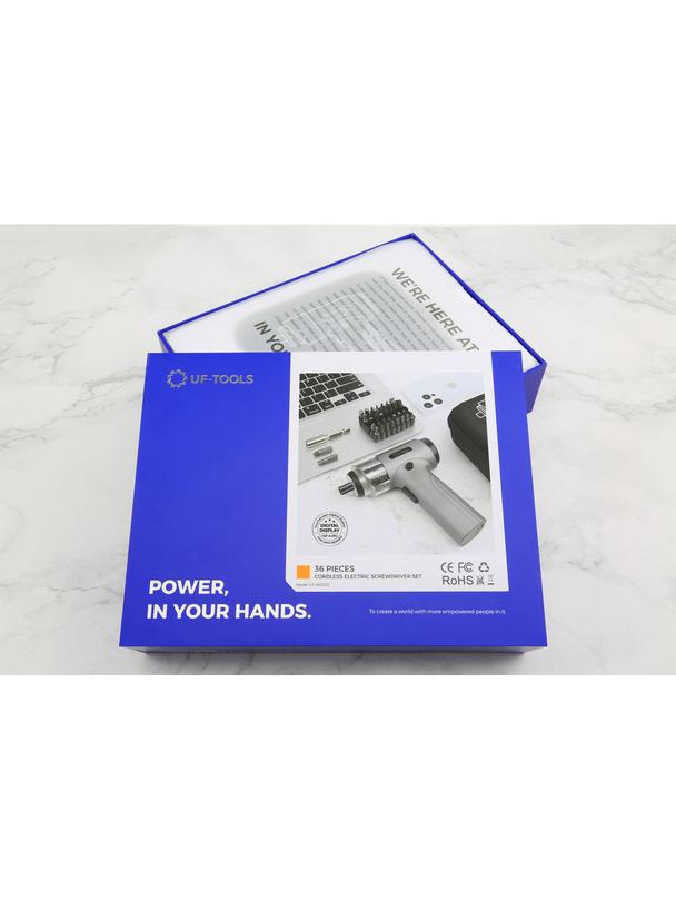 UF-TOOLS - Wkrętarka elektryczna ze zmiennym zakresem mocy i zestawem bitów 36w1