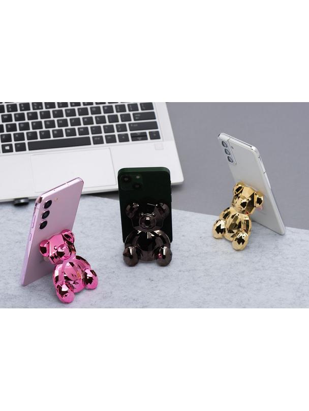 Stojak na telefon MIŚ - naklejany - czarny