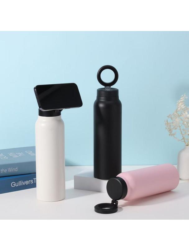 Butelka / bidon na wodę metal z uchwytem kompatybilnym z Magsafe 750ml różowy