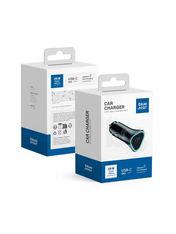 Ładowarka samochodowa Blue Star USB C QC3.0 PD AFC 3A 20W czarna