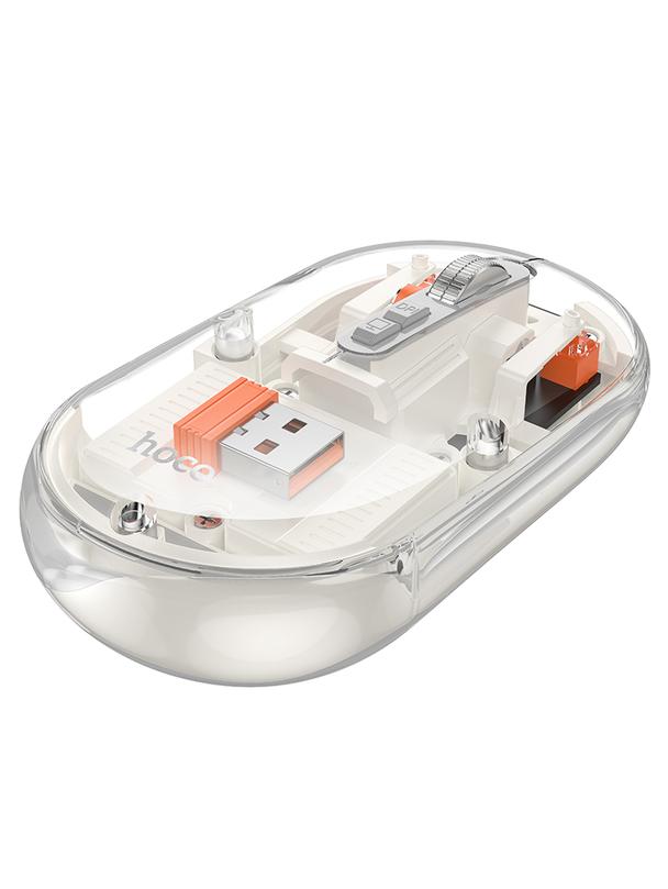 Myszka bezprzewodowa Hoco 2,4G 1600 dpi dual mode bluetooth GM35 biała