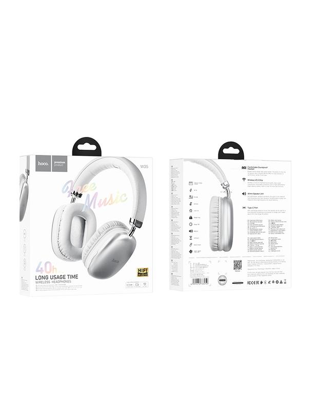 Słuchawki bezprzewodowe nauszne Hoco W35 srebrne