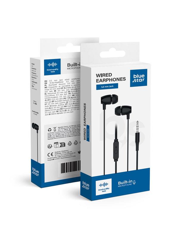Słuchawki przewodowe douszne Jack 3,5 mm Blue Star PA-E67 1,2 m czarne