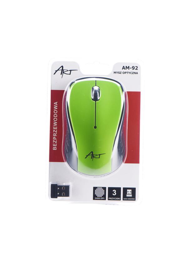 ART myszka komputerowa bezprzewodowa 2400 dpi AM-92 zielona