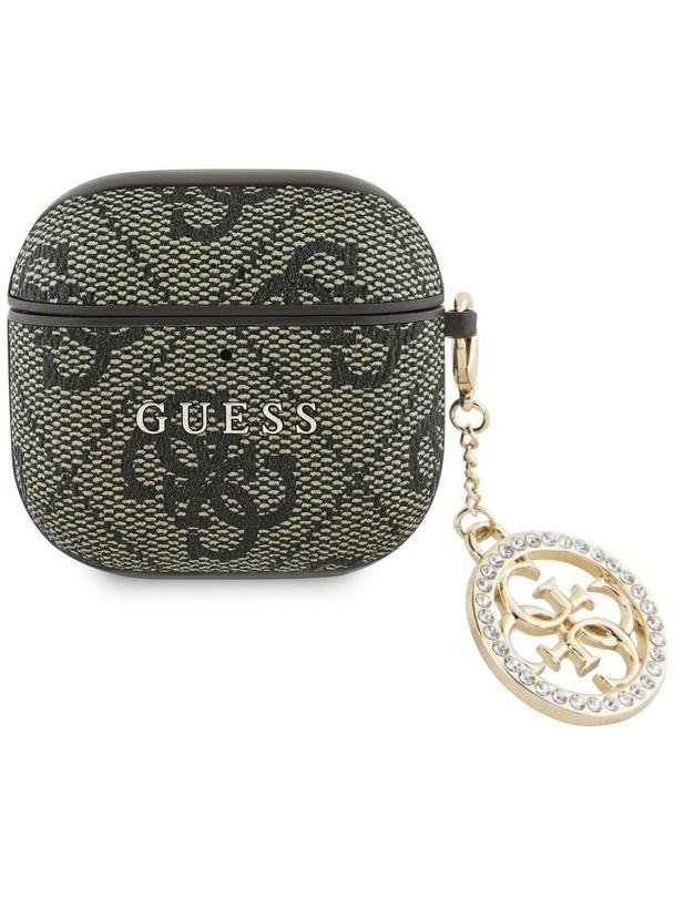 GUESS futerał do APPLE AirPods 4 GUA4P4E4CDW (PU 4G W/ Strass Charm) brązowy