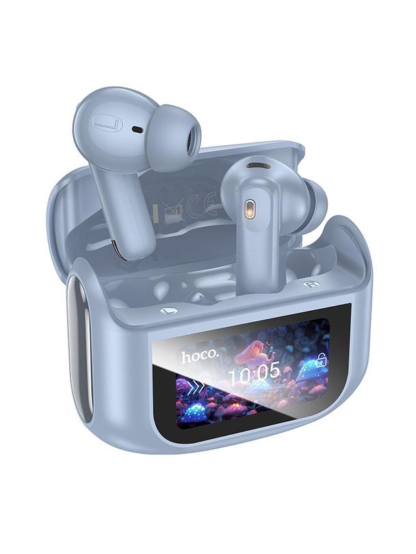 Słuchawki bezprzewodowe douszne Hoco z ekranem dotykowym TWS ANC ENC EQ21 niebieskie