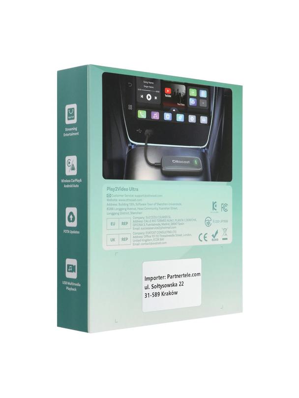 Bezprzewodowy Adapter samochodowy OTTOCAST Play2Video  CA515-T czarny