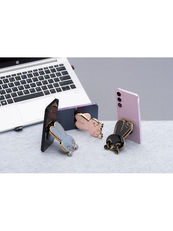 Stojak na telefon KRÓLICZEK - naklejany - czarny