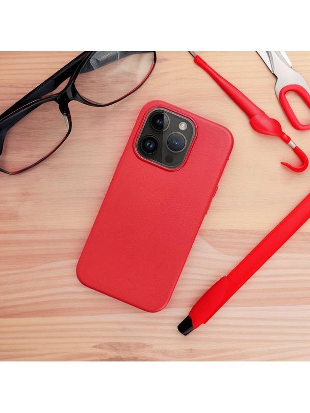 Futerał LEATHER MAG COVER kompatybilny z MagSafe do IPHONE 16 Pro czerwony