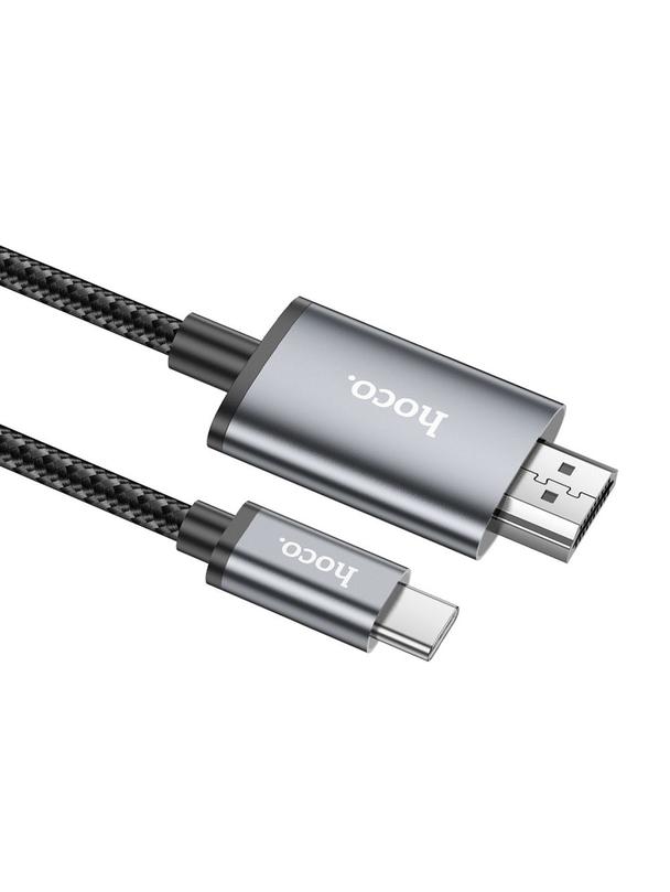 Kabel USB C do HDMI Hoco 4K 30Hz 2 m UA27 stalowy szary
