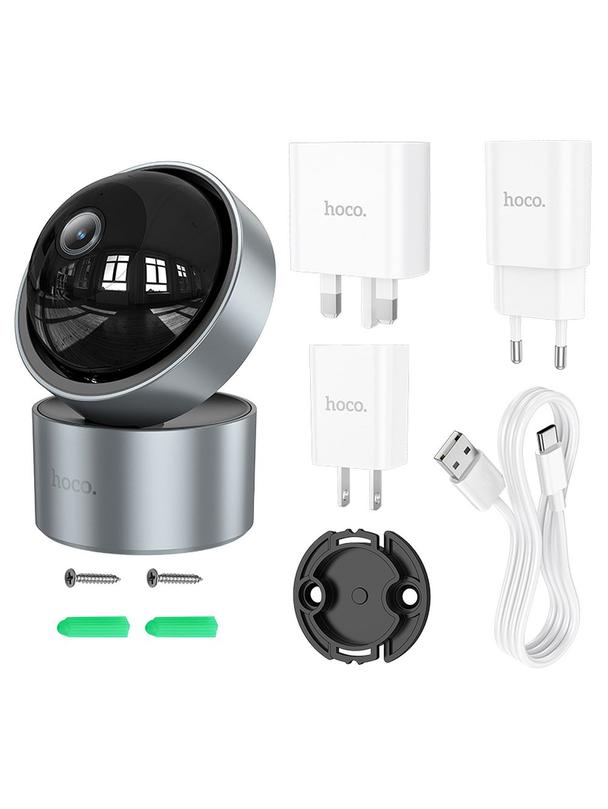 Kamera wewnętrzna Hoco regulowana w dwóch płaszczyznach 3MP Full HD D5 srebrna