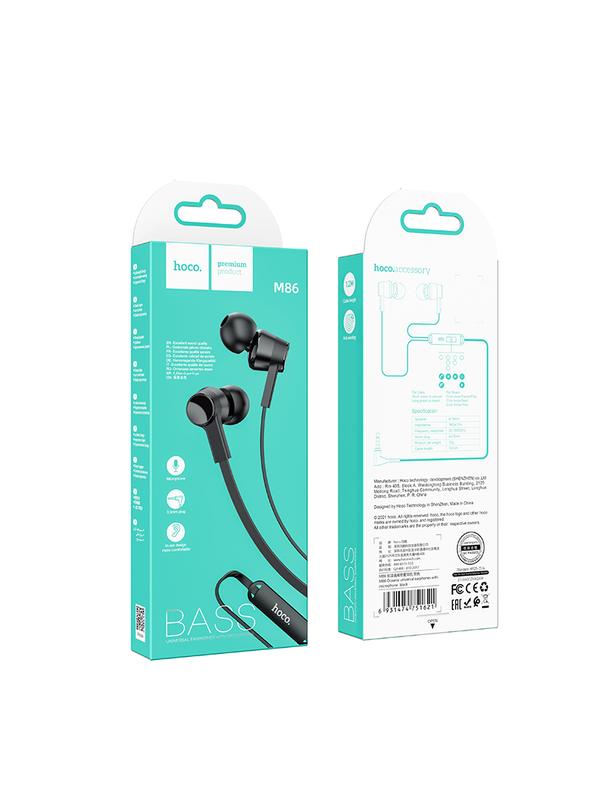 Słuchawki przewodowe douszne Jack 3,5 mm Hoco M86 czarne (SC)