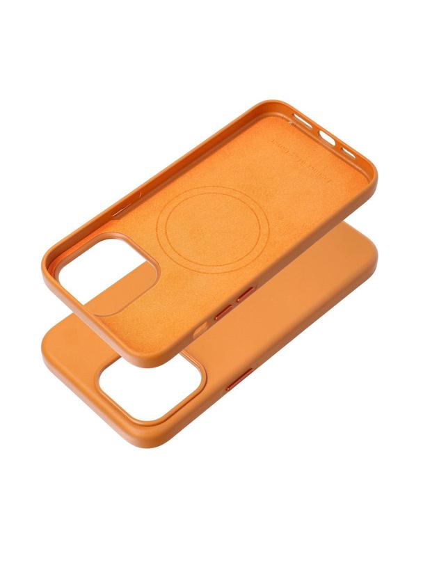 Futerał do iPhone 15 PRO MAX Leather Mag Cover zgodny z MagSafe pomarańczowy