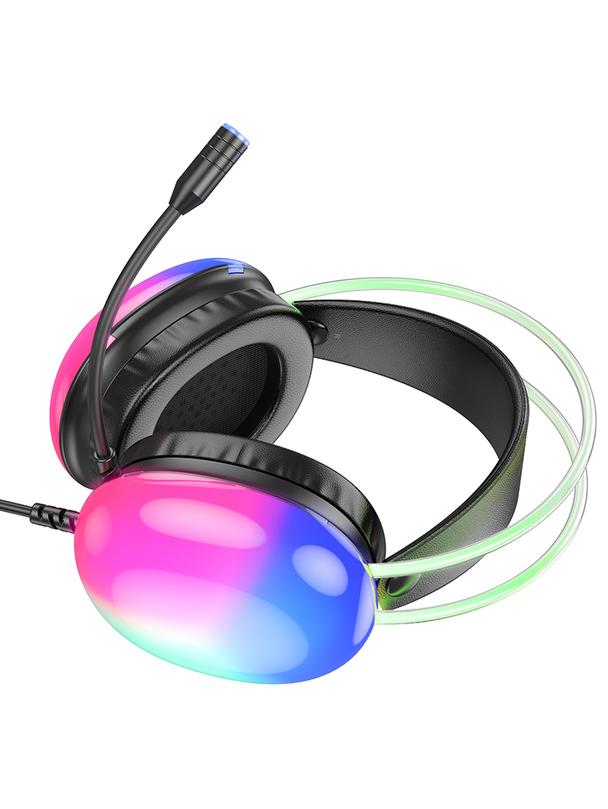 Słuchawki przewodowe nauszne gamingowe USB A Hoco 2 m W109 PLUS czarne