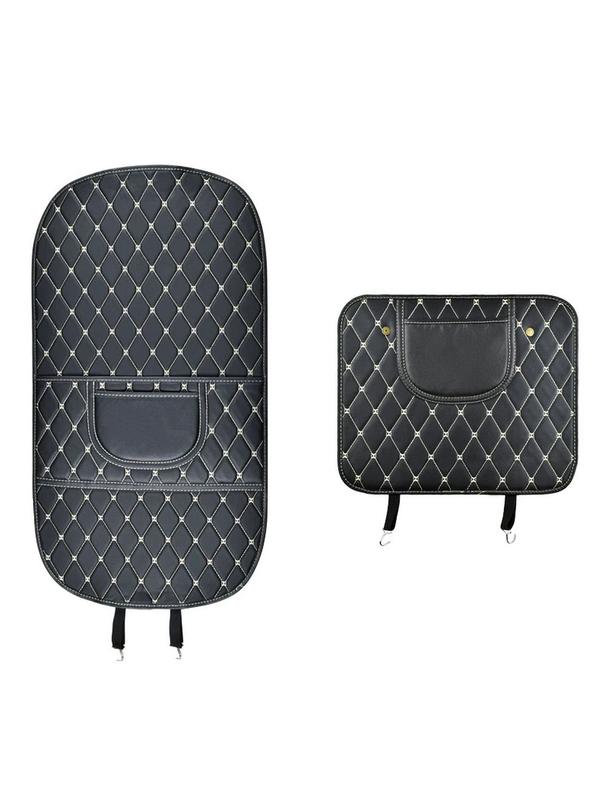 Mata ochronna skórzana na fotel samochodowy przeciw kopaniu z organizerem czarna