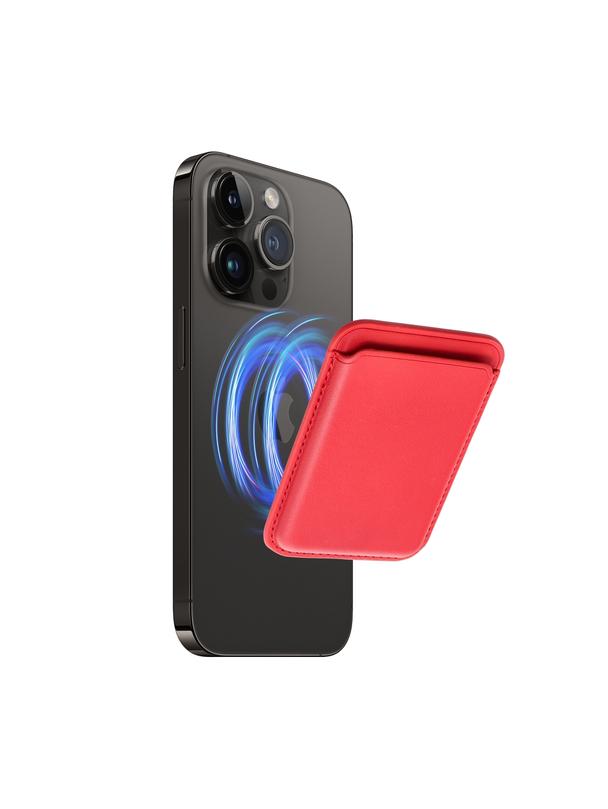 Portfel magnetyczny na karty LEATHER MAG WALLET kompatybilny z MagSafe  czerwony