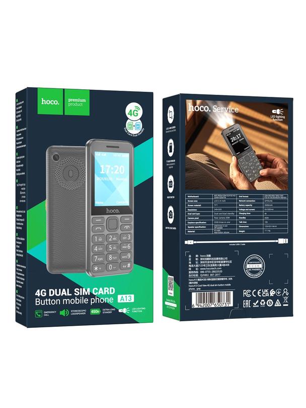 Telefon komórkowy Hoco 2,4" 4G Dual SIM A13 szary