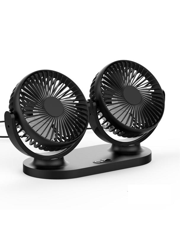 Wiatrak samochodowy podwójny zasialny z USB czarny