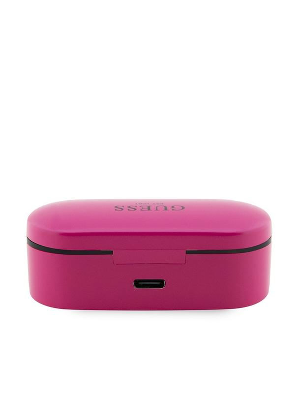 Słuchawki bezprzewodowe douszne Guess TWS + stacja dokująca GUTWST31EM magenta