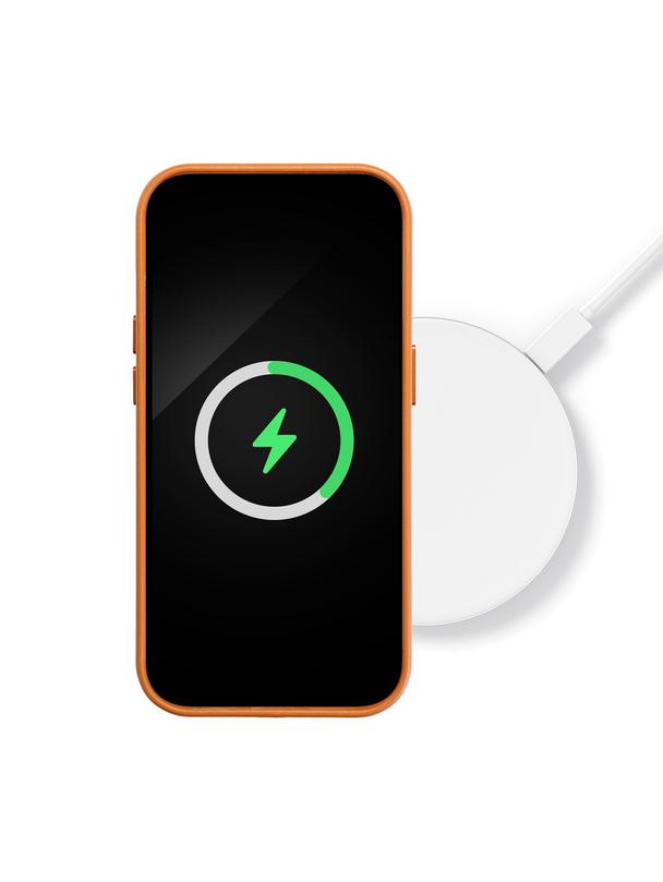 Futerał do iPhone 15 PRO MAX Leather Mag Cover zgodny z MagSafe pomarańczowy