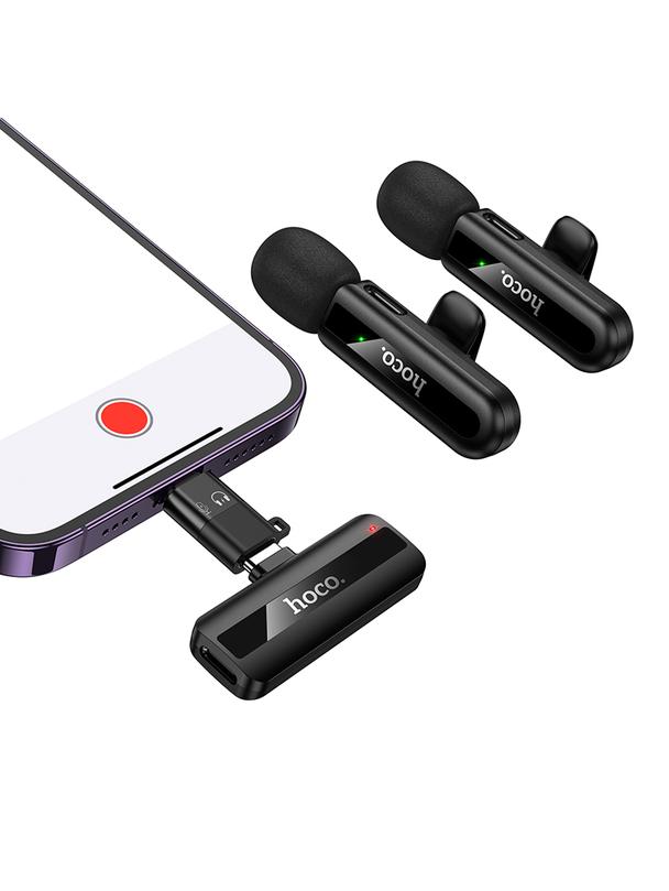 Mikrofon bezprzewodowy podwójny Lightning / USB C Hoco L20A czarny