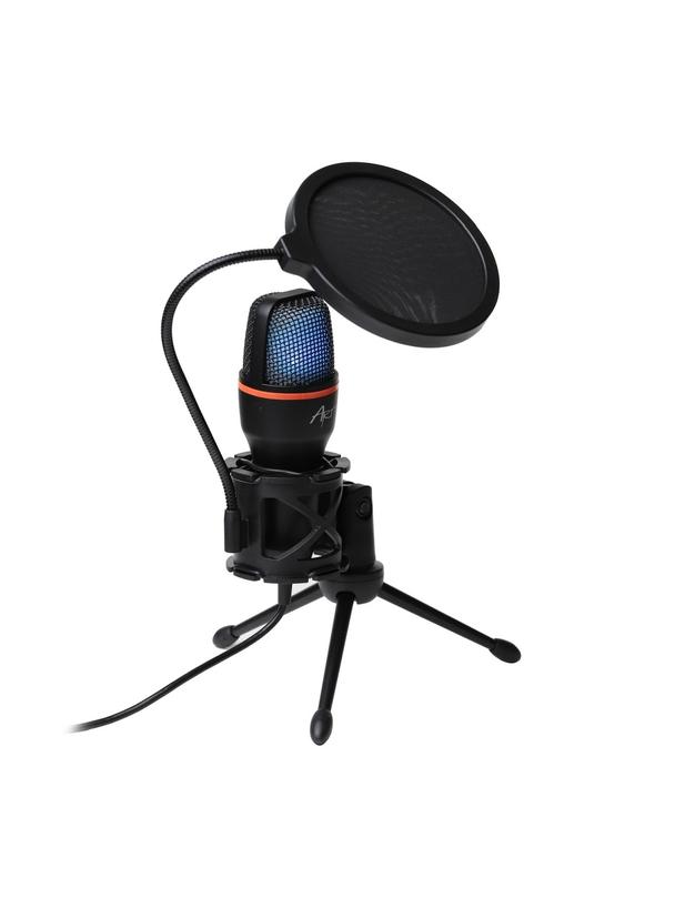 Mikrofon pojemnościowy Art z membraną stojący podświetlany tripod AC-02 czarny
