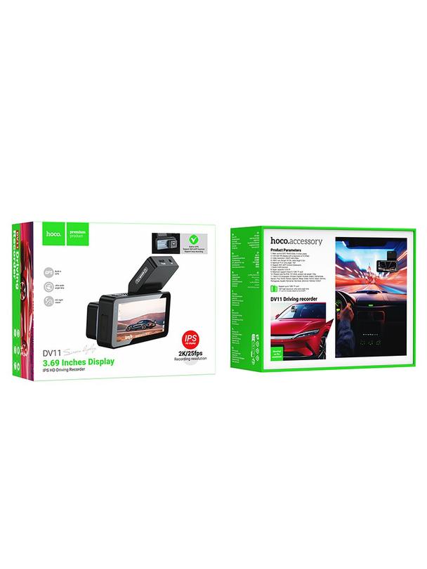 Kamera samochodowa Hoco z wyświetlaczem 3,69" 2K GPS DV11 srebro szara