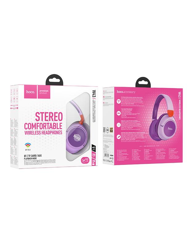 Słuchawki bezprzewodowe nauszne Hoco W43 fioletowe