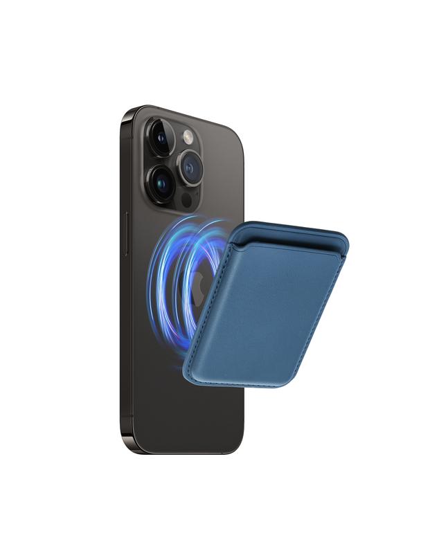 Portfel magnetyczny na karty LEATHER MAG WALLET kompatybilny z MagSafe  niebieski