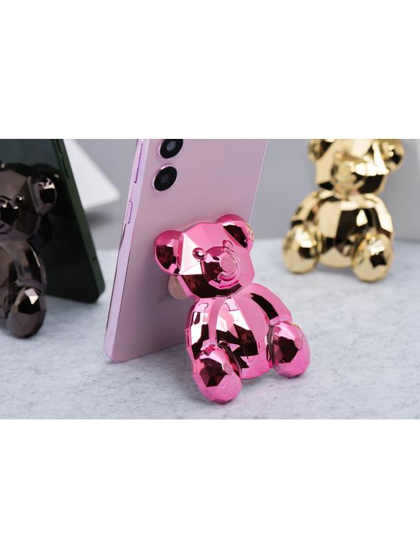 Stojak na telefon MIŚ - naklejany - różowy