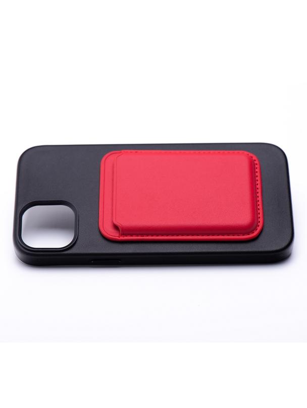 Portfel magnetyczny na karty LEATHER MAG WALLET kompatybilny z MagSafe  czerwony