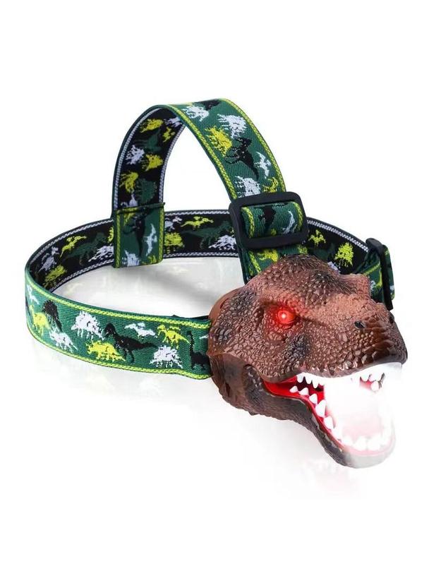 Latarka czołowa LED dla dzieci z dinozaurem IPX4 15LM brązowa