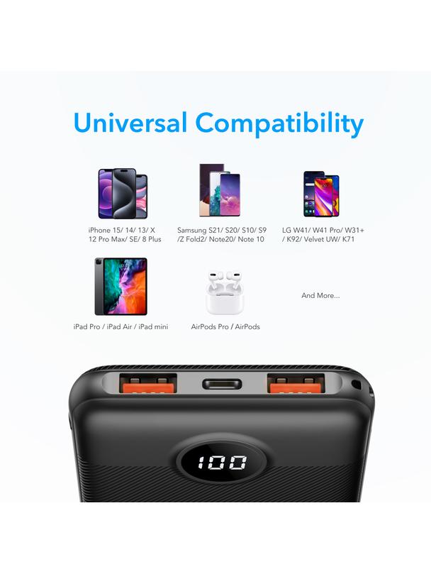 Powerbank Veger L10S (W1105PD) PD QC3.0 2A 20W 10000 mAh czarny 0INT