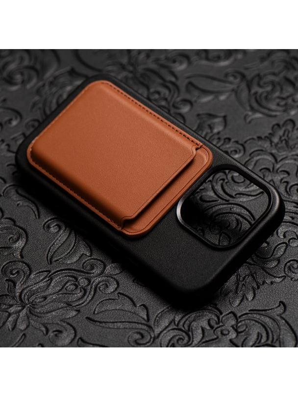 Portfel magnetyczny na karty LEATHER MAG WALLET kompatybilny z MagSafe  brązowy