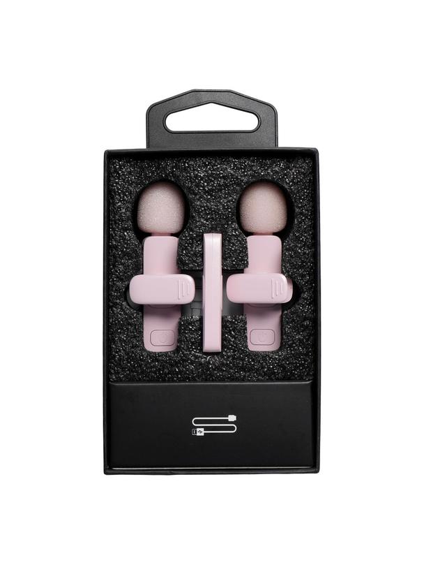 Mikrofon krawatowy bezprzewodowy Lightning podwójny (2 w zestawie) K1 różowy