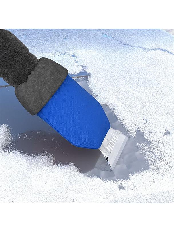 Skrobaczka do odśnieżania auta z rękawicą niebieska